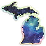 Watercolor - Space - Michigan - Waterproof Sticker 3