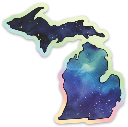 Watercolor - Space - Michigan - Waterproof Sticker 3" X 3"