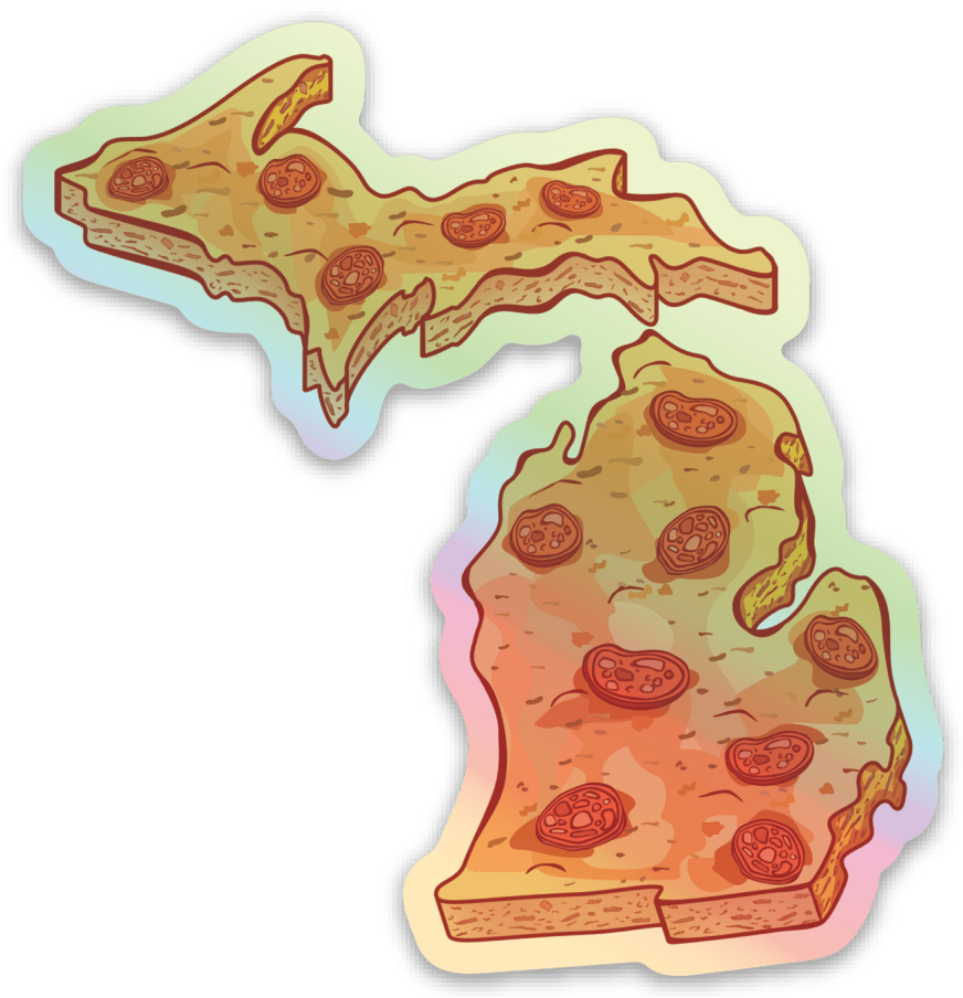 Pizza - Michigan - Waterproof Sticker 3" X 3"