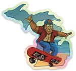 Sasquatch - Skateboarding - Beach - Michigan - Waterproof Sticker 3