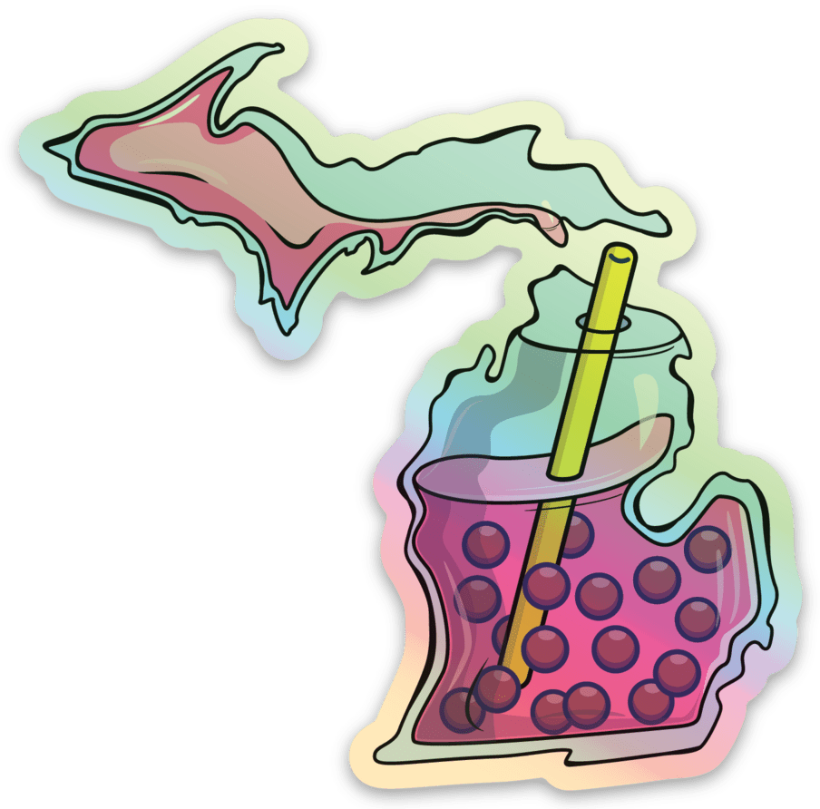 Boba - Michigan - Waterproof Sticker 3" X 3"