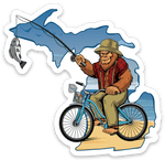 Sasquatch - Bike Fishing - Beach - Michigan - Waterproof Sticker 3