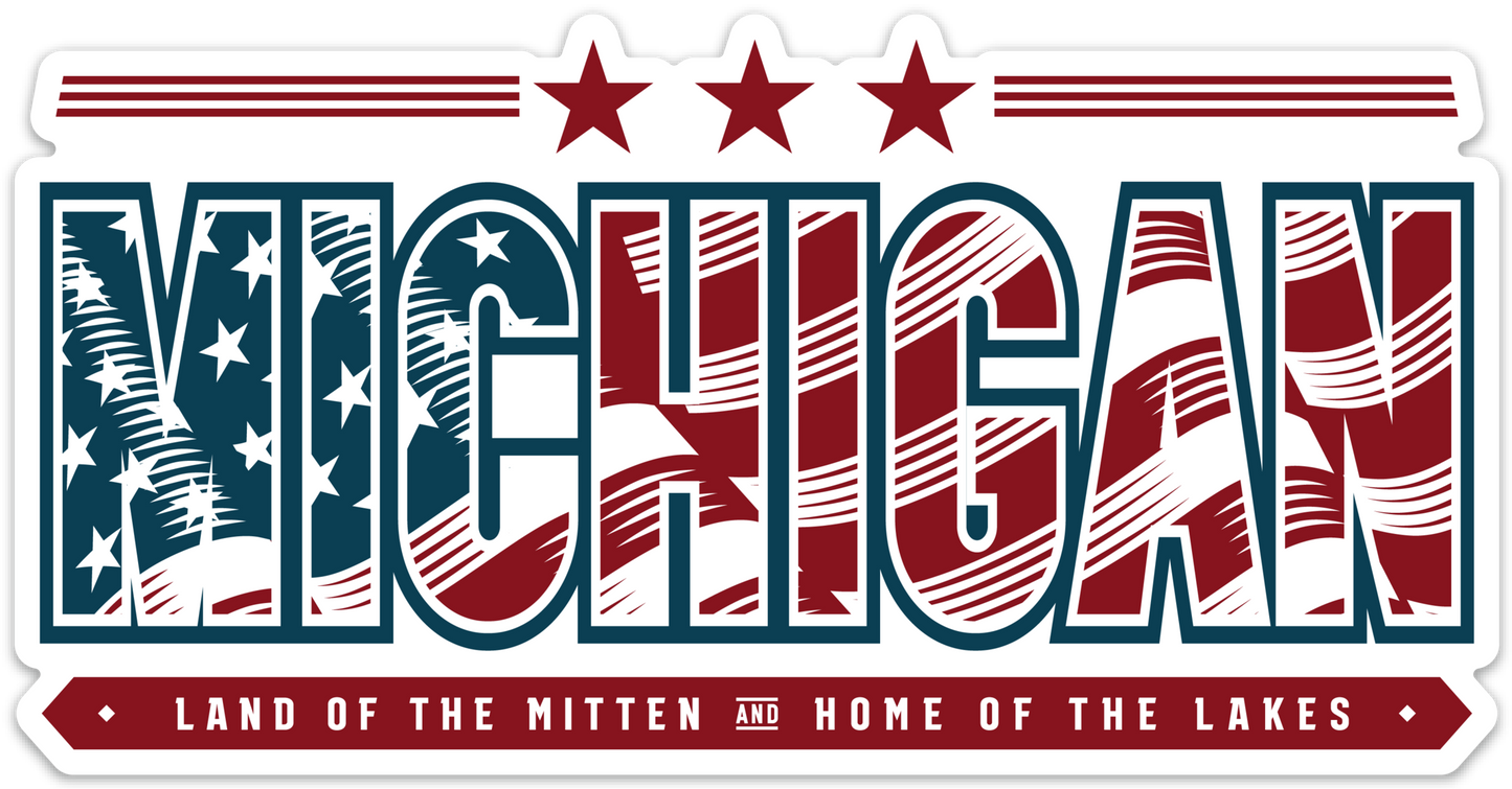 Michigan - USA Flag - Land of the Mitten and Home of the Lakes - Bumper Sticker
