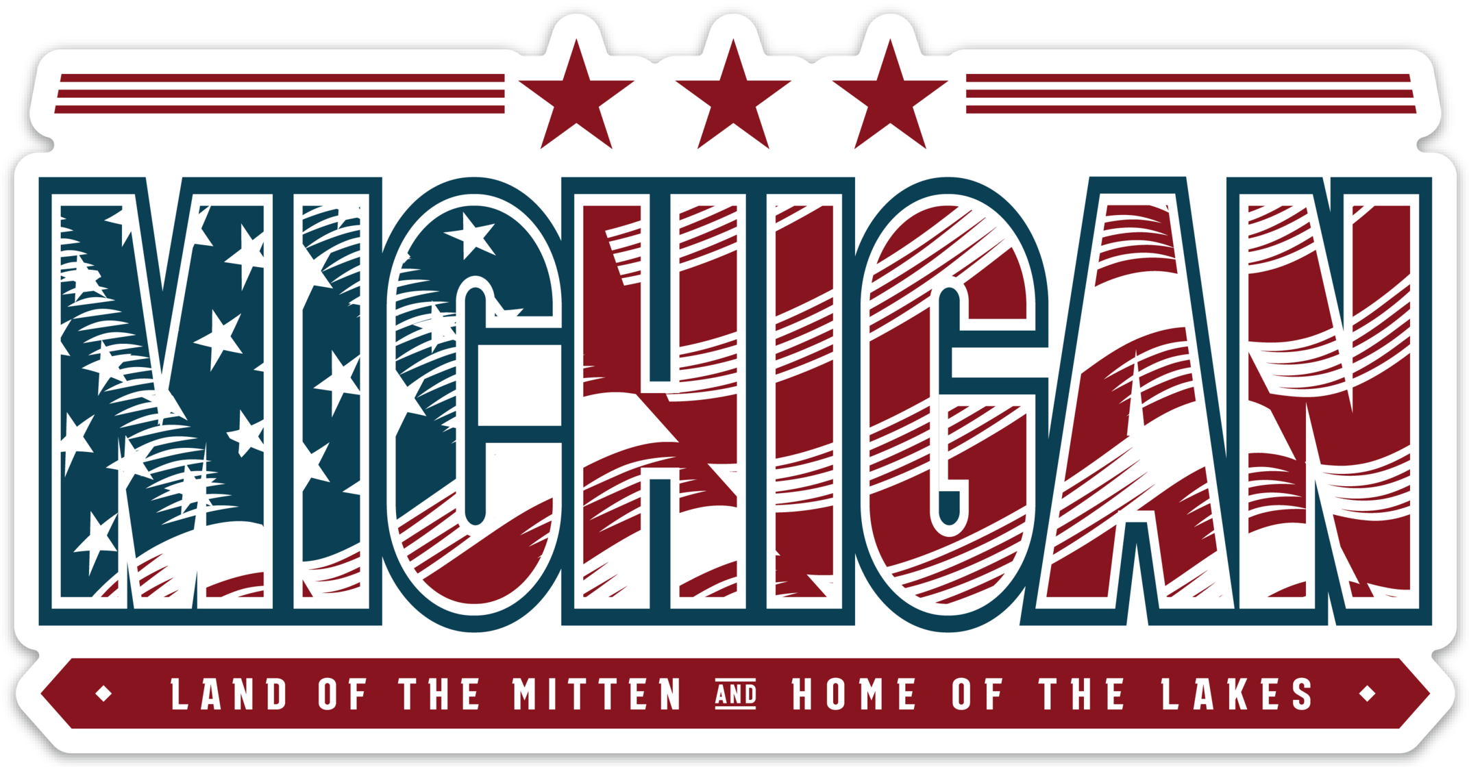 Michigan - USA Flag - Land of the Mitten and Home of the Lakes - Bumper Sticker