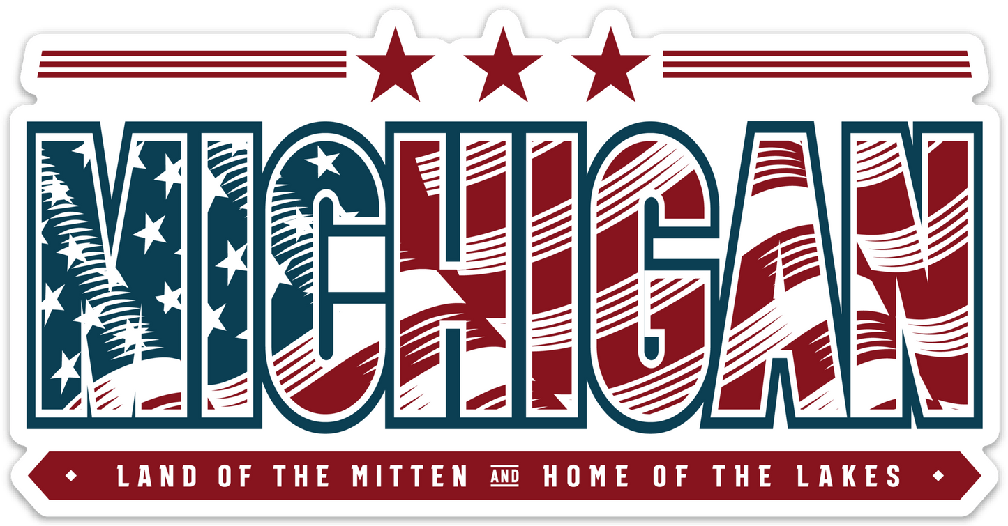 Michigan - USA Flag - Land of the Mitten and Home of the Lakes - Bumper Sticker