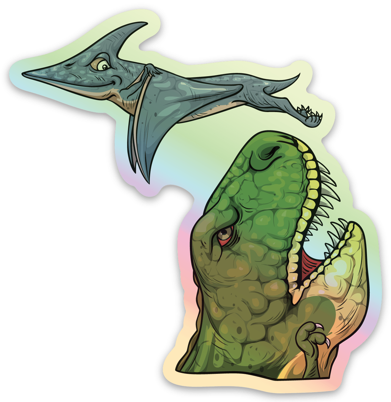 Dinos - Michigan - Waterproof Sticker 3" X 3"