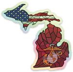 Stained Glass - USA - USMC - Michigan - Waterproof Sticker 3