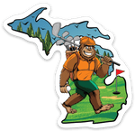 Sasquatch- Golfing - Michigan - Waterproof Sticker 3