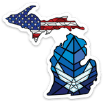 Stained Glass - USA - Air Force - Michigan - Waterproof Sticker 3