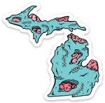 Zombie - Brain - Michigan - Waterproof Sticker 3