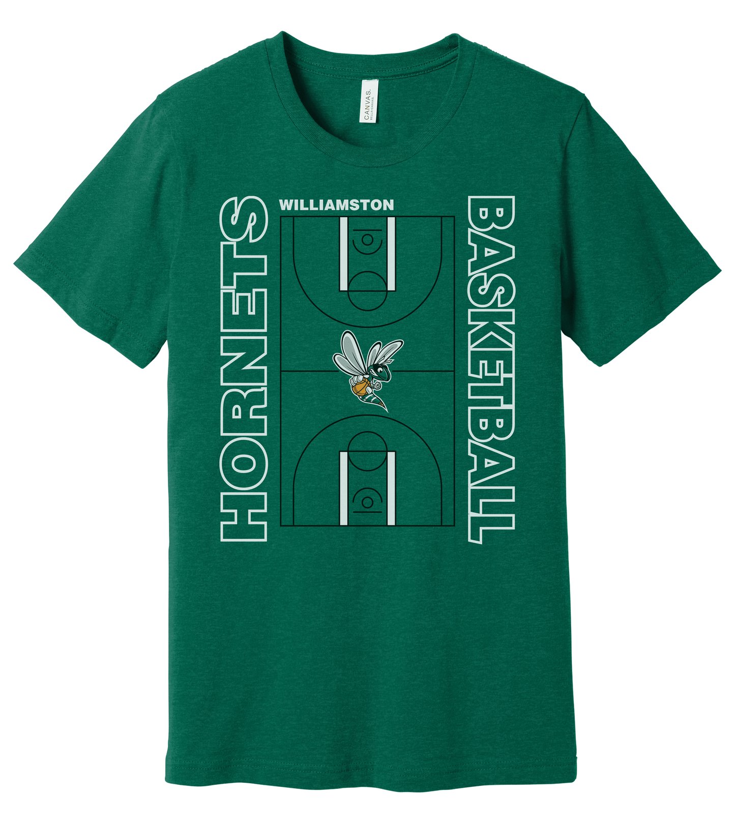 Hornets Williamston Basketball Court - Bella Canvas - Heat Transferred - Youth Premium T-Shirt