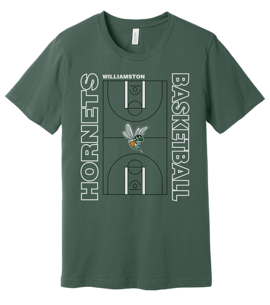 Hornets Williamston Basketball Court - Bella Canvas - Heat Transferred - Adult Premium T-Shirt