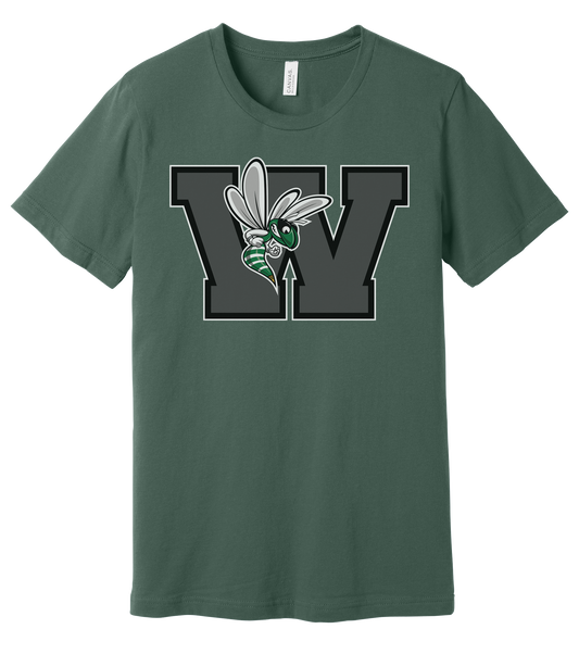 Williamston - Grey - W - Hornet Mascot - Bella Canvas - Heat Transferred - Adult Premium T-Shirt