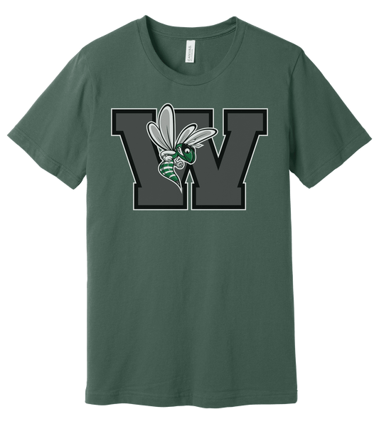Williamston - Grey - W - Hornet Mascot - Bella Canvas - Heat Transferred - Adult Premium T-Shirt