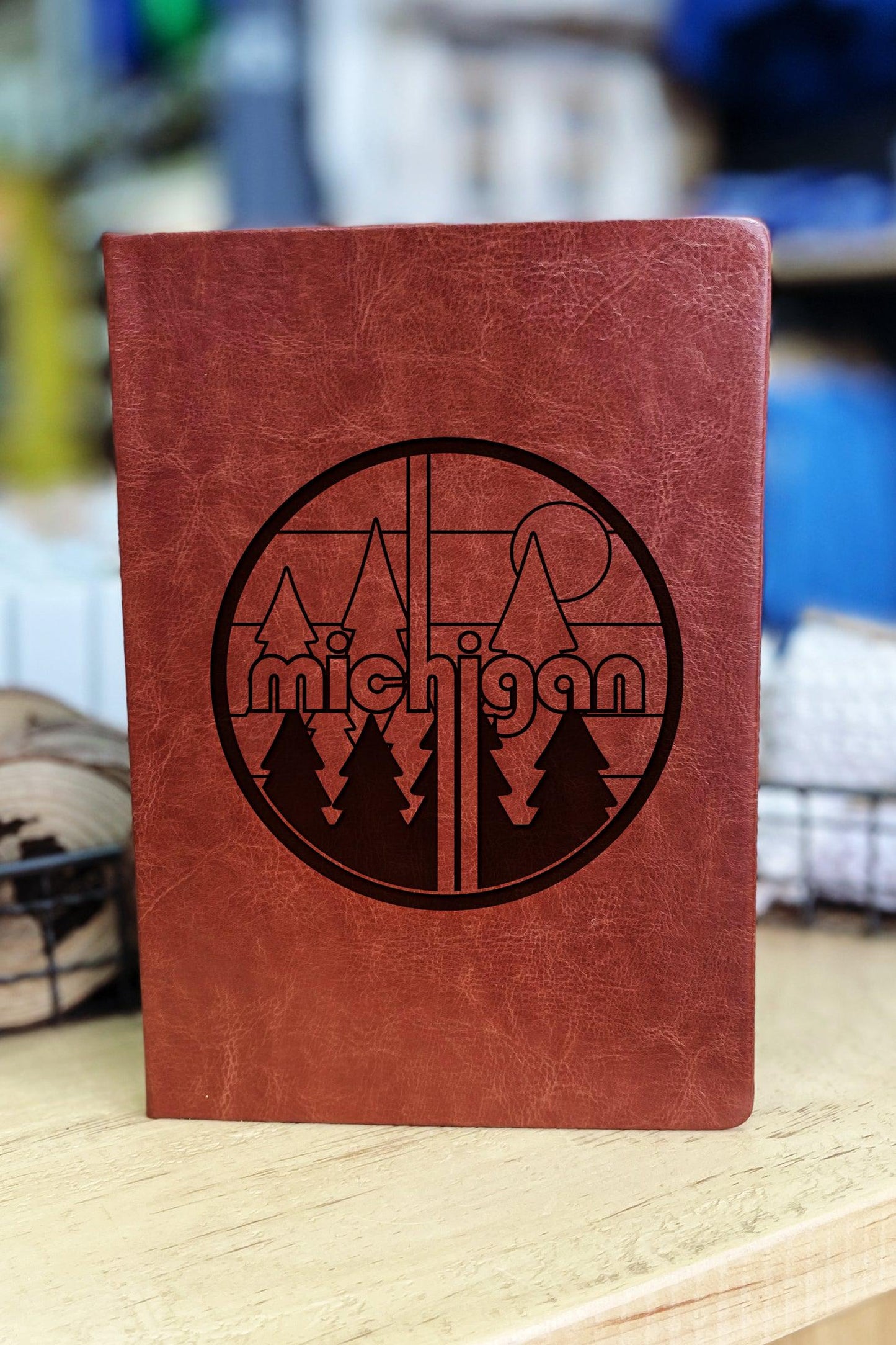 Retro "Michigan" - Badge - Leather Journal