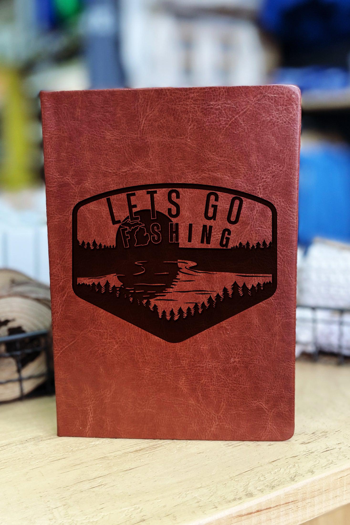 "Lets Go Fishing" - Badge - Michigan - Leather Journal