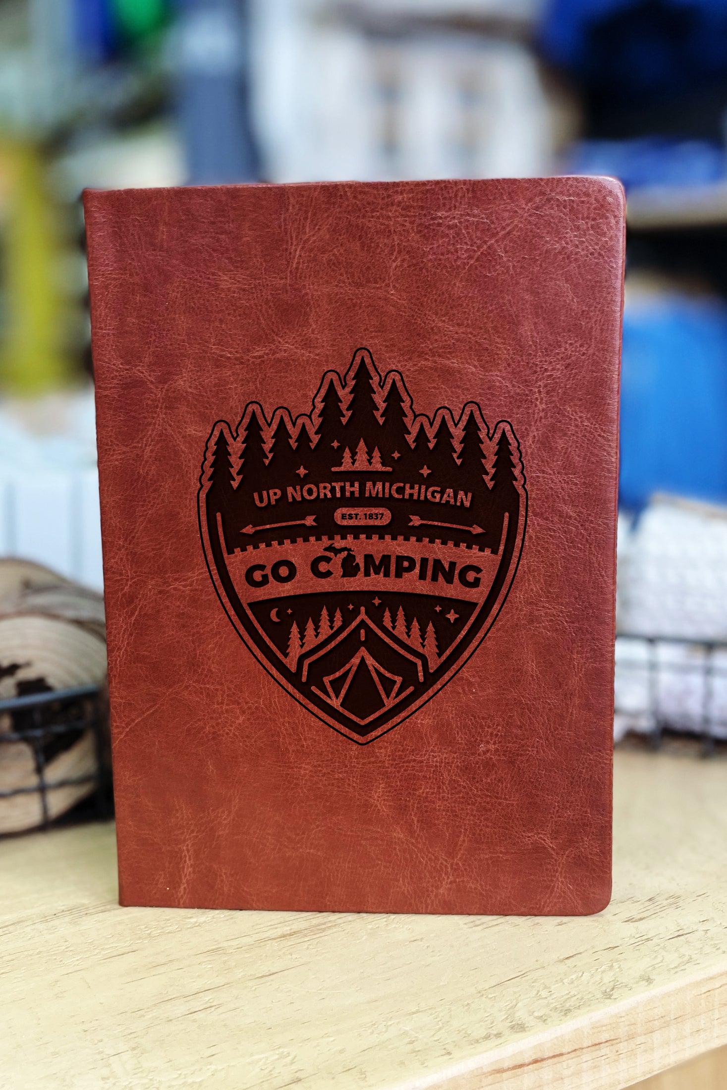 "Go Camping Up North Michigan" - Badge - Leather Journal