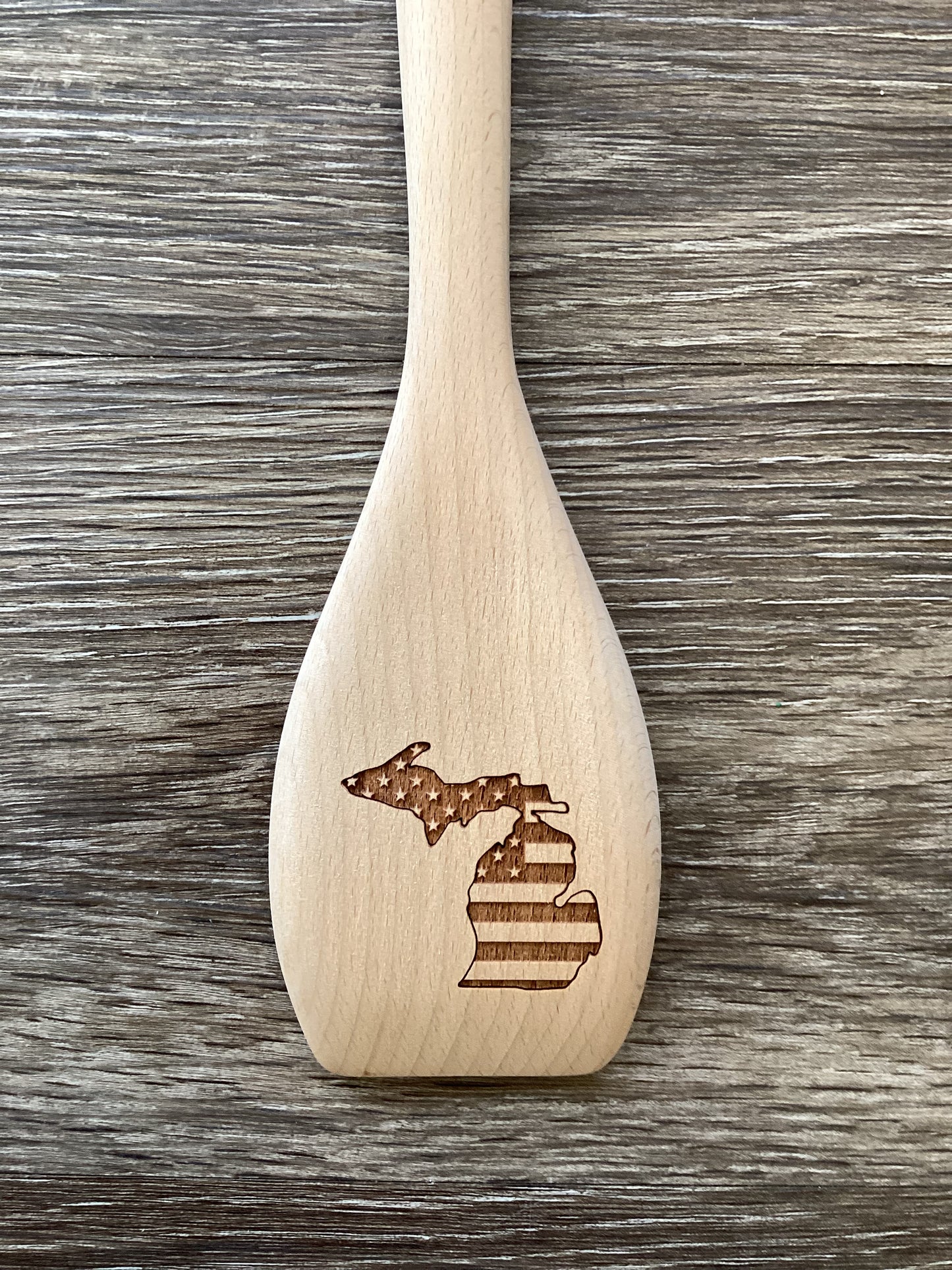 American Flag - Michigan - Wooden Engraved Spatula