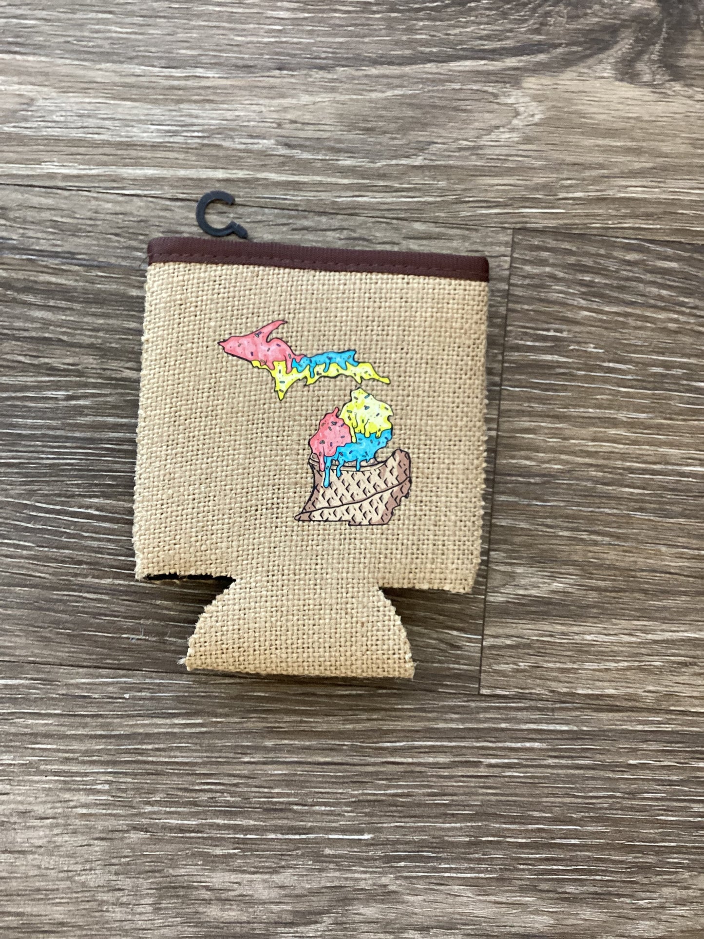 Superman Ice Cream - Michigan - Burlap Koozie