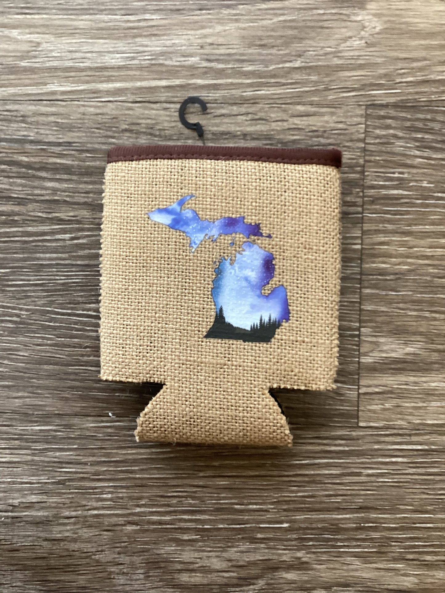 Watercolor - Night Sky - Michigan - Burlap Koozie