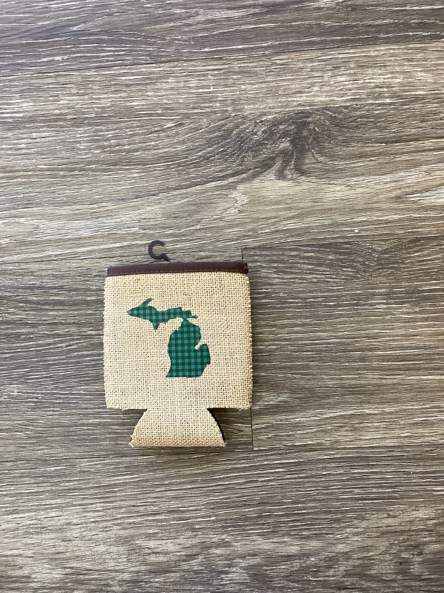 Plaid - Green - Michigan - Burlap Koozie
