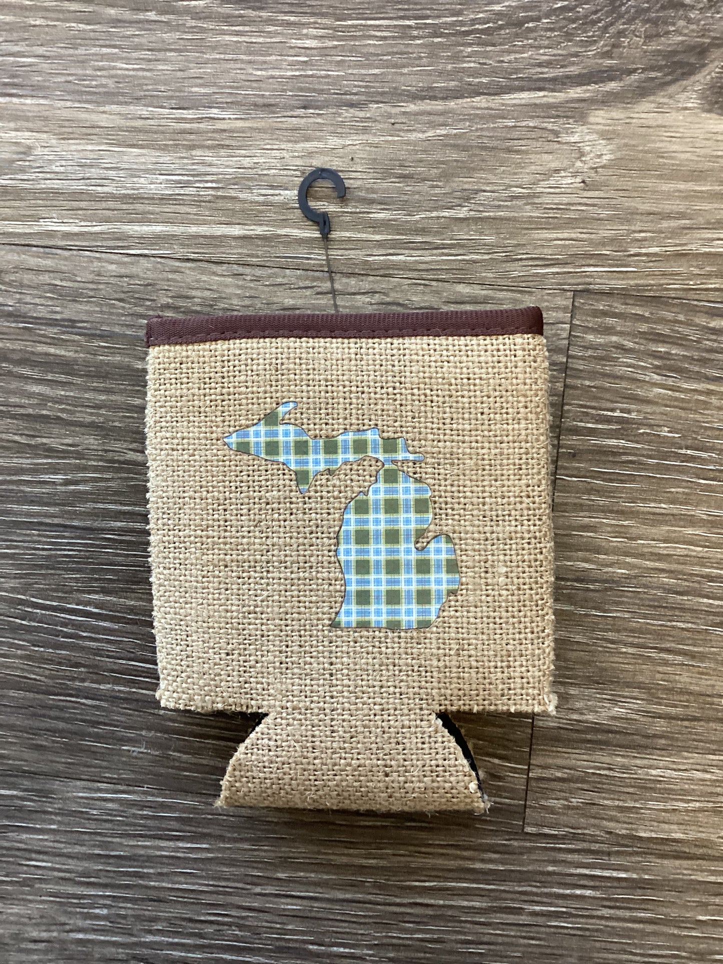 Plaid - Tartan - Michigan - Burlap Koozie