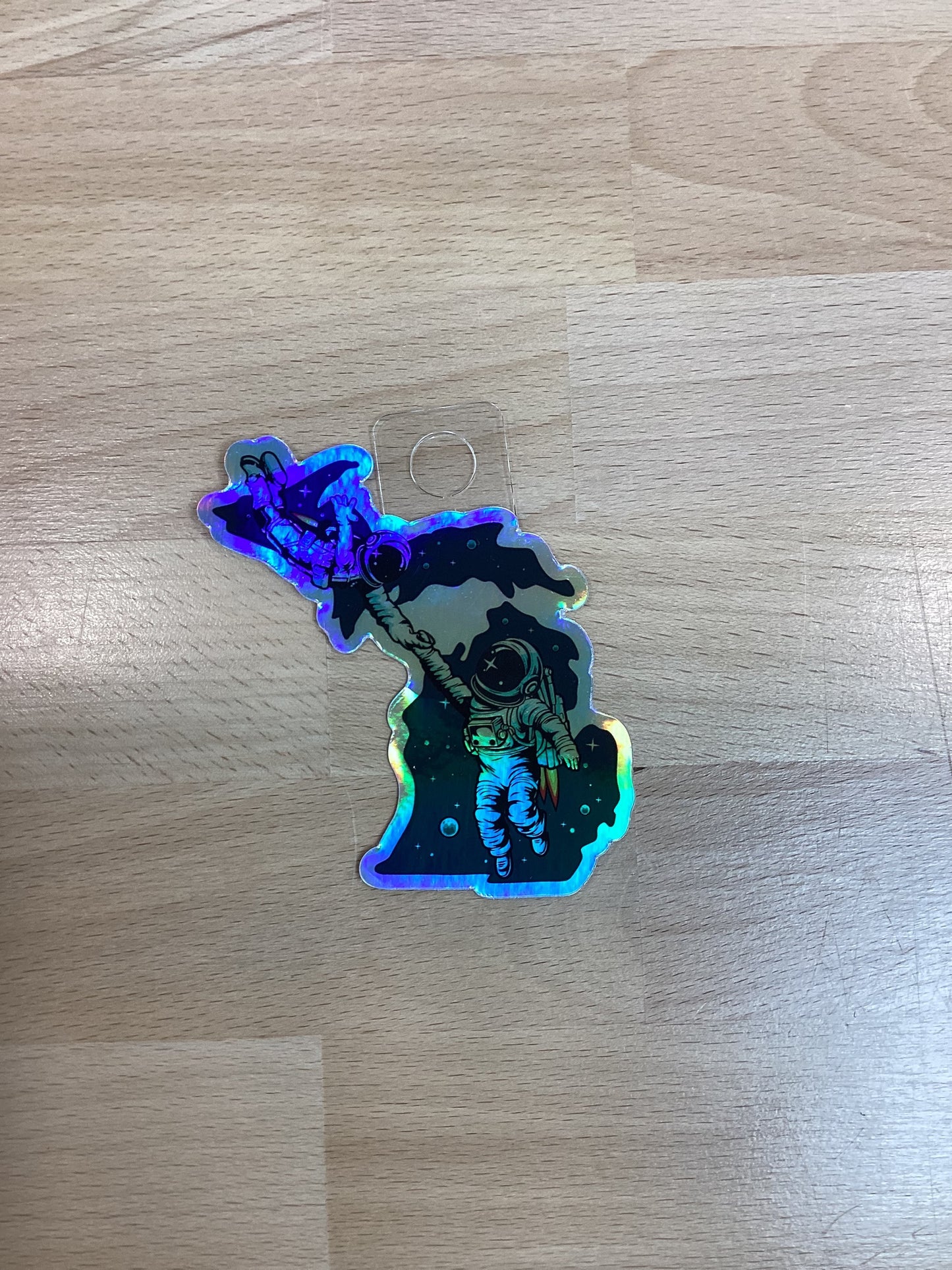 Astronaut - Watercolor - Space - Michigan - Holographic - Waterproof Sticker 3" X 3"