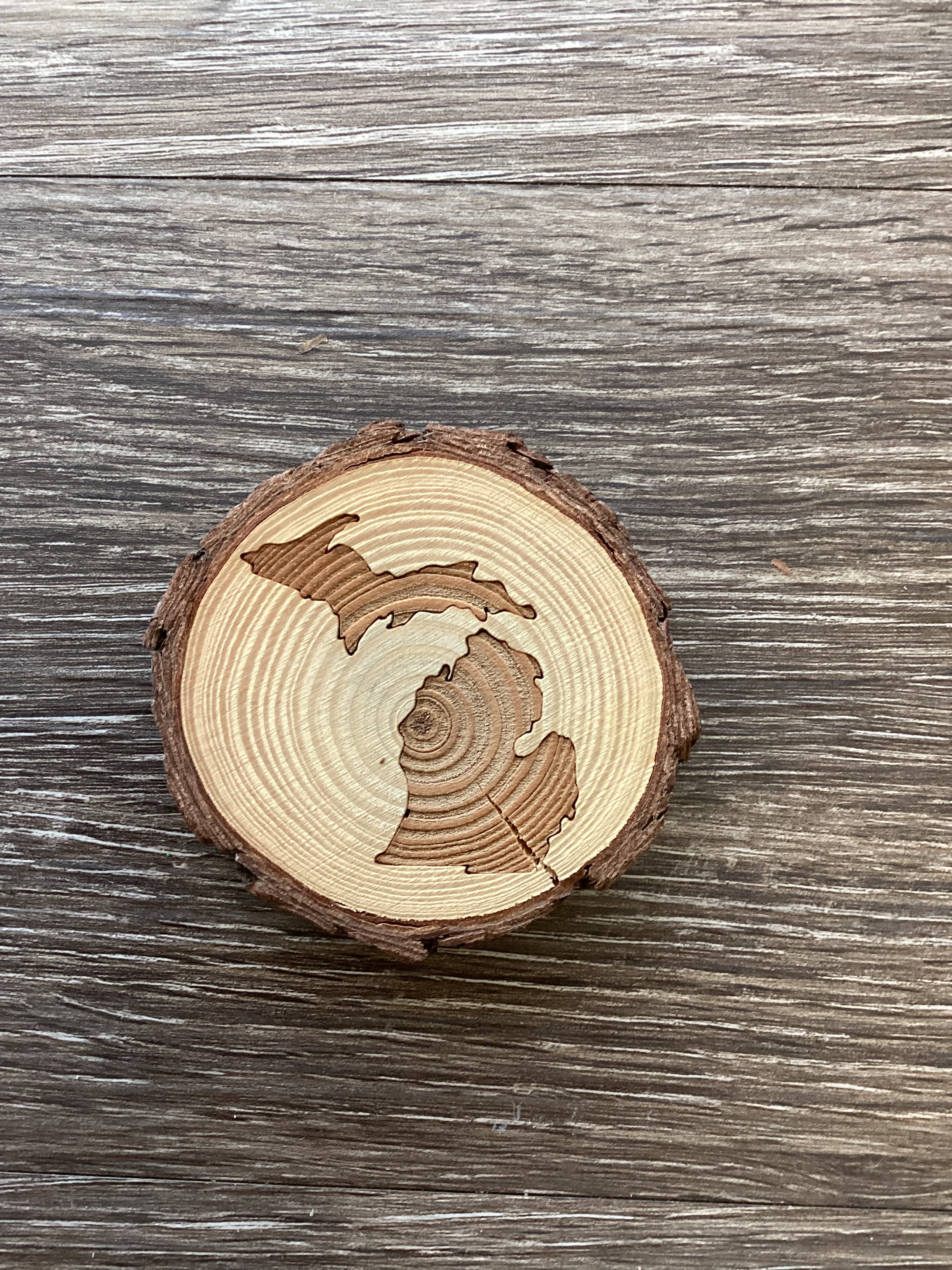 Michigan - Wooden Log Magnet
