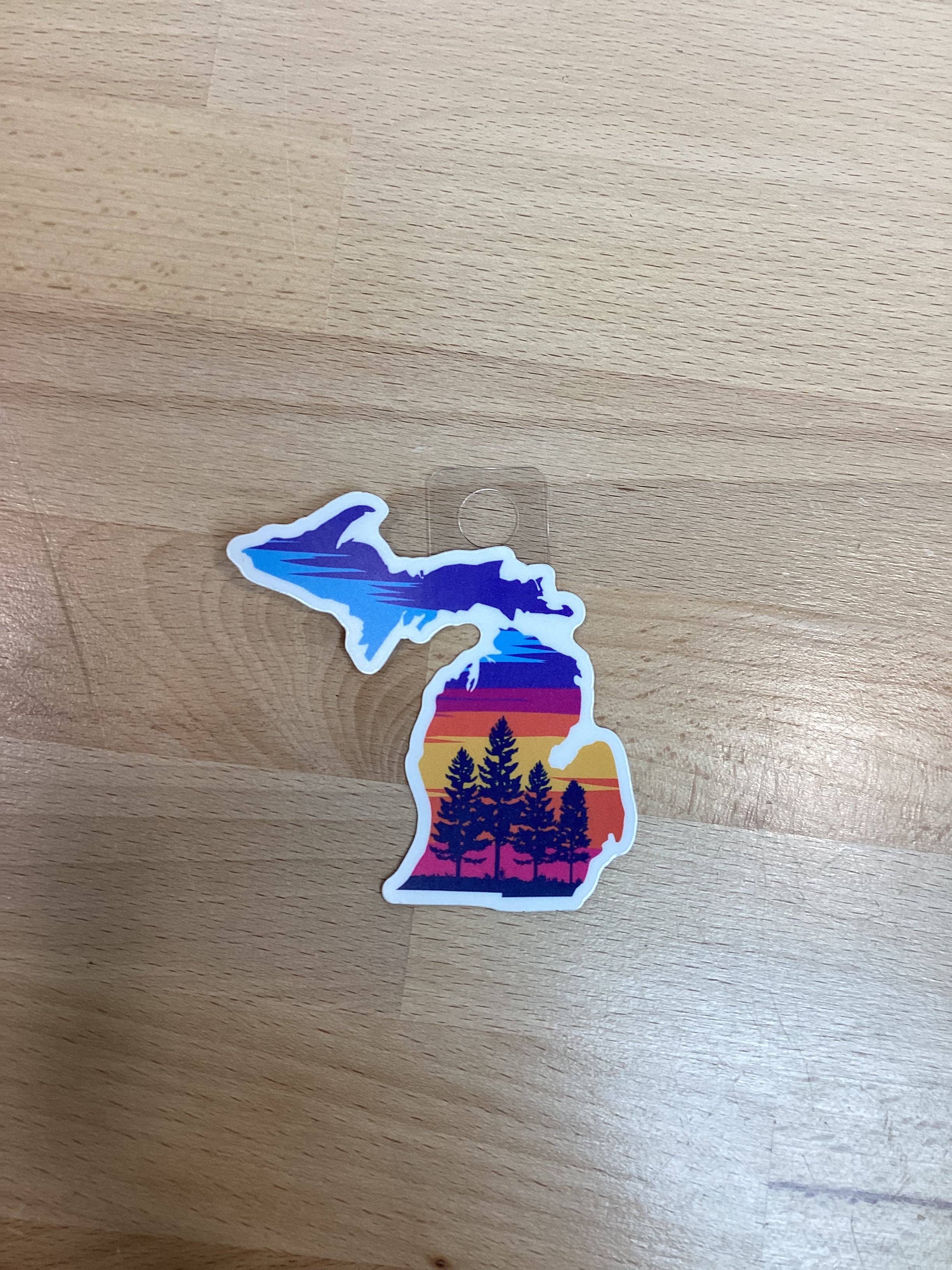 Miami Sunset - Michigan - Waterproof Sticker (3" X 3")