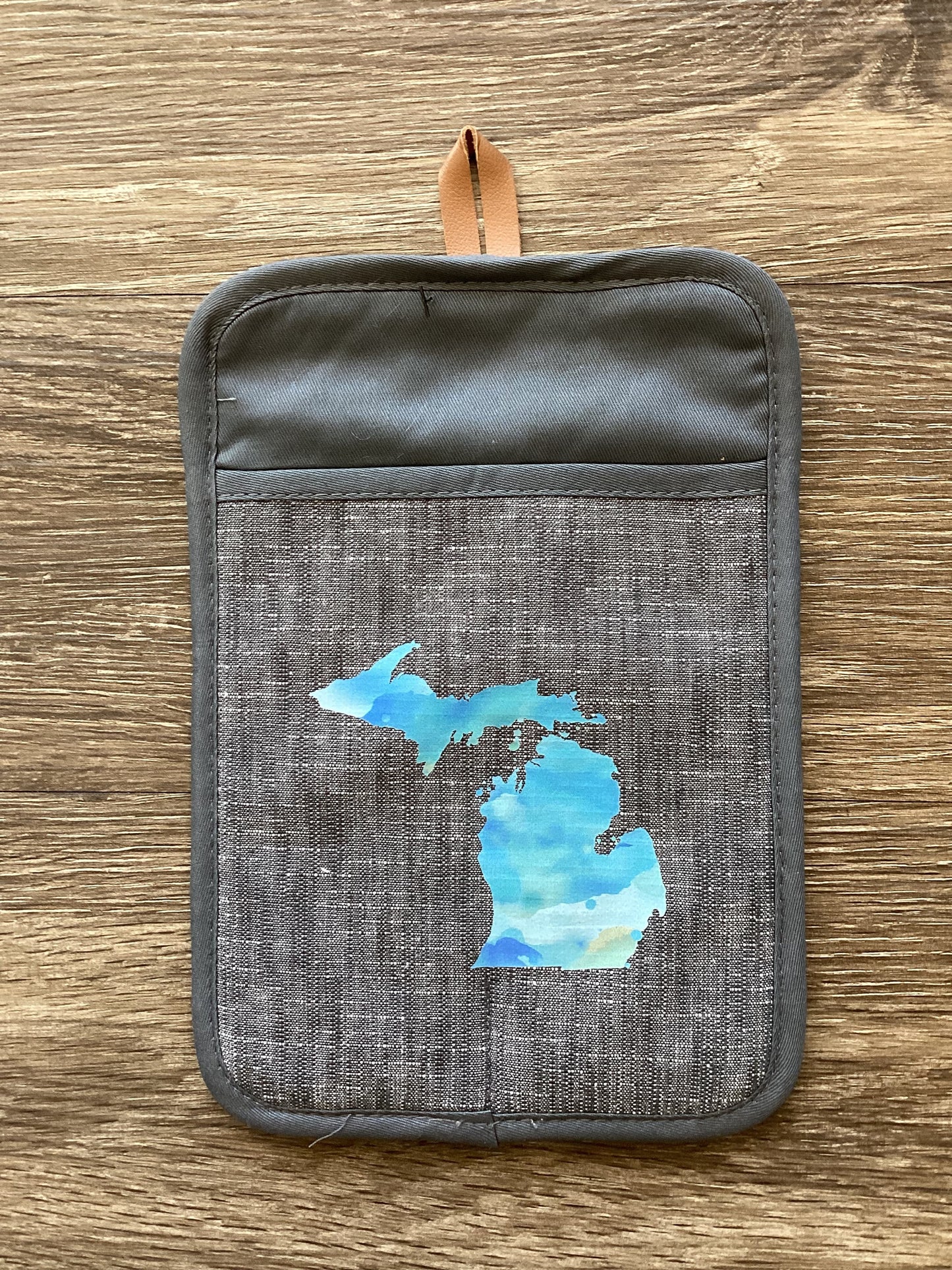 Watercolor - Light Blue - Michigan - Rectangle Oven Mitt