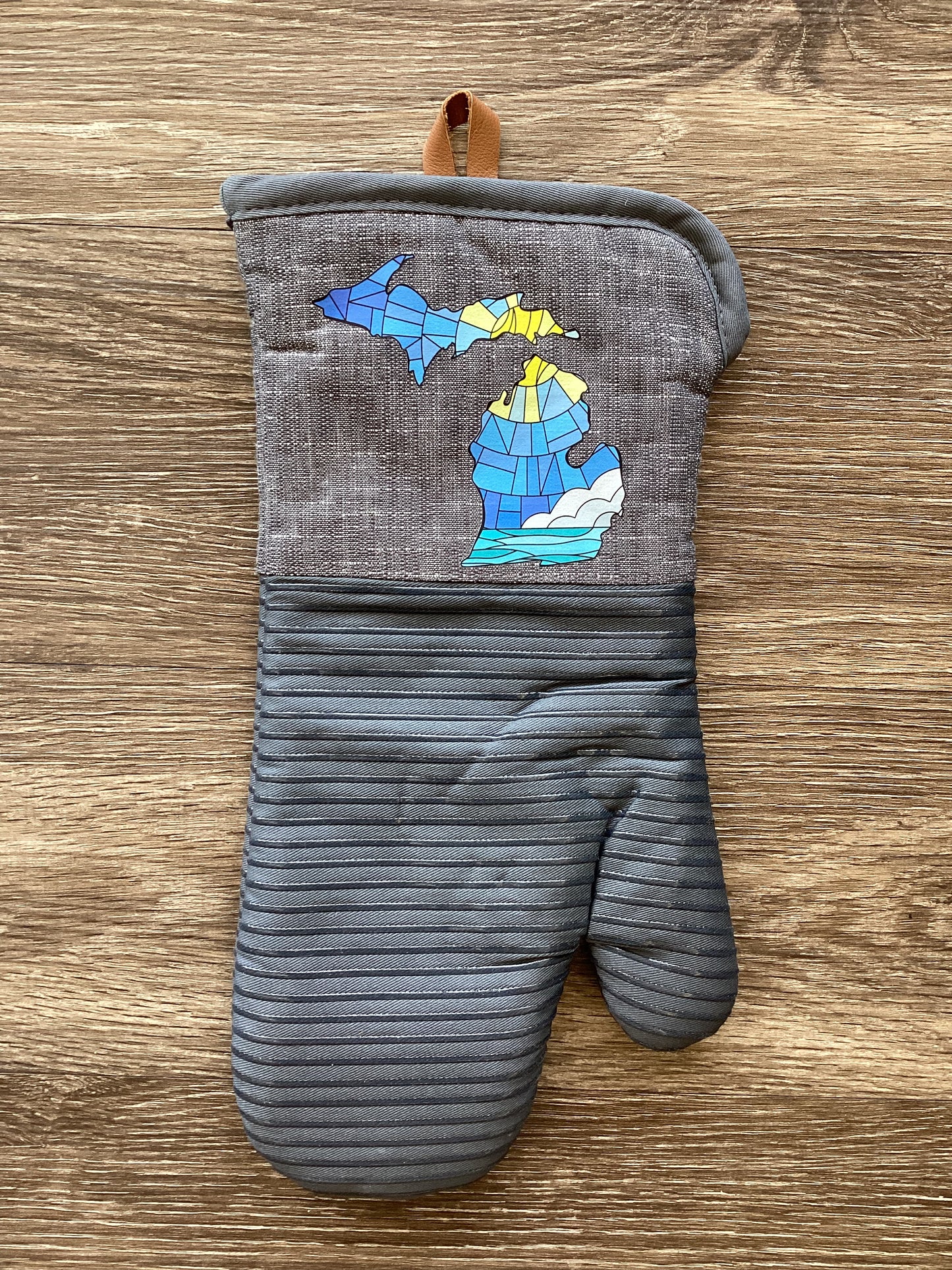 Stained Glass - Sea - Michigan - Large Oven Mitt