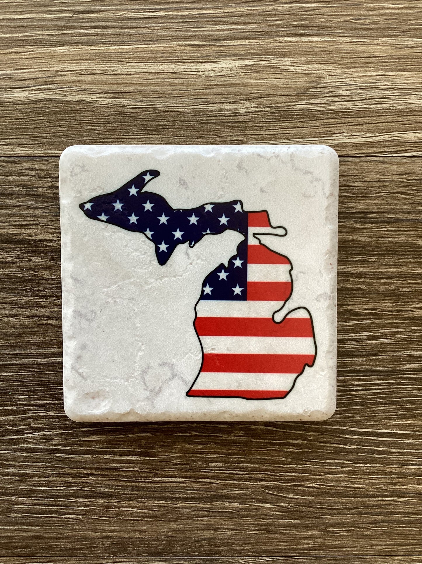 American Flag - Michigan - Ceramic Coaster