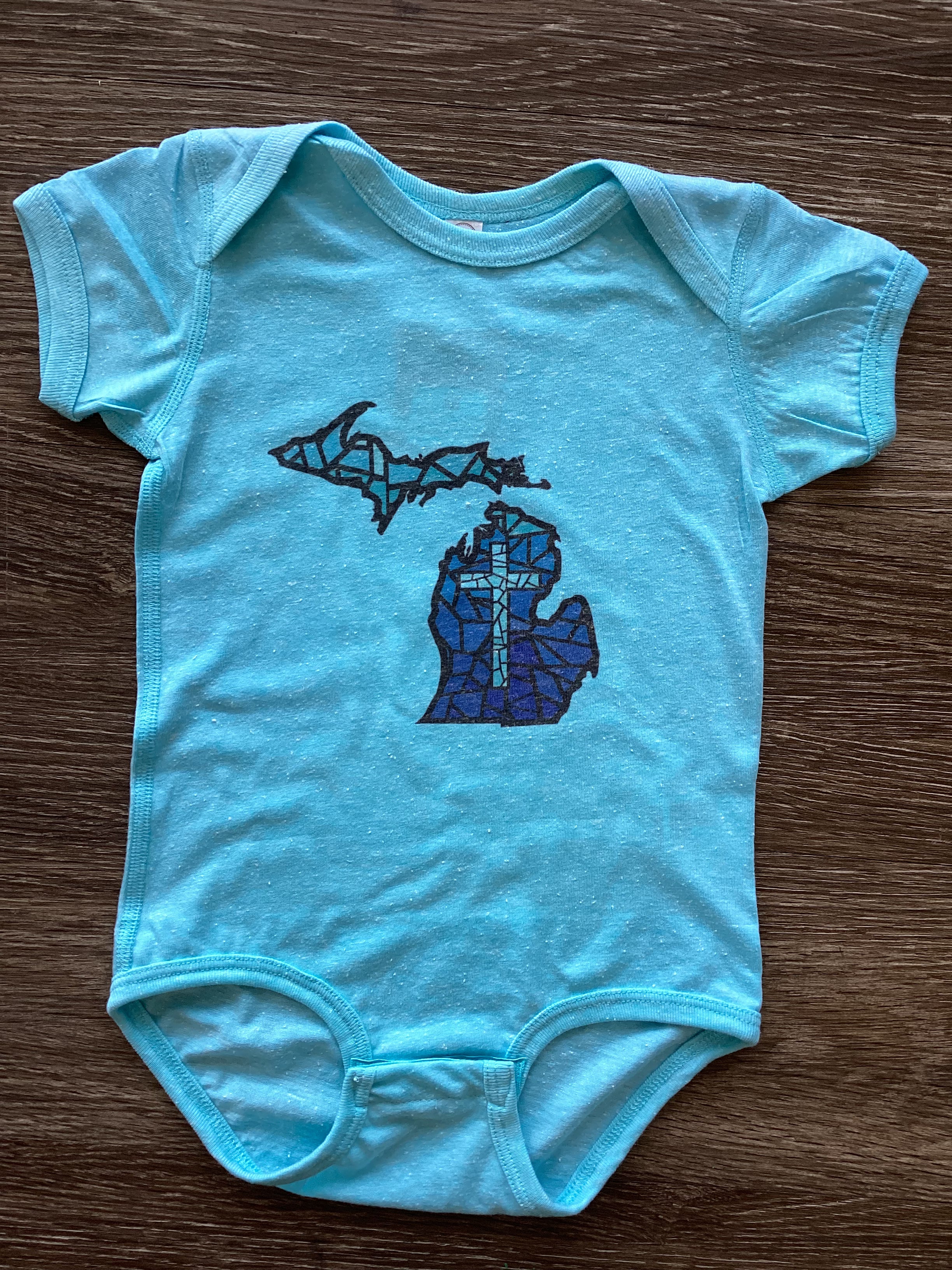 Stained Glass - Cross - Caribbean Melange - Onesie