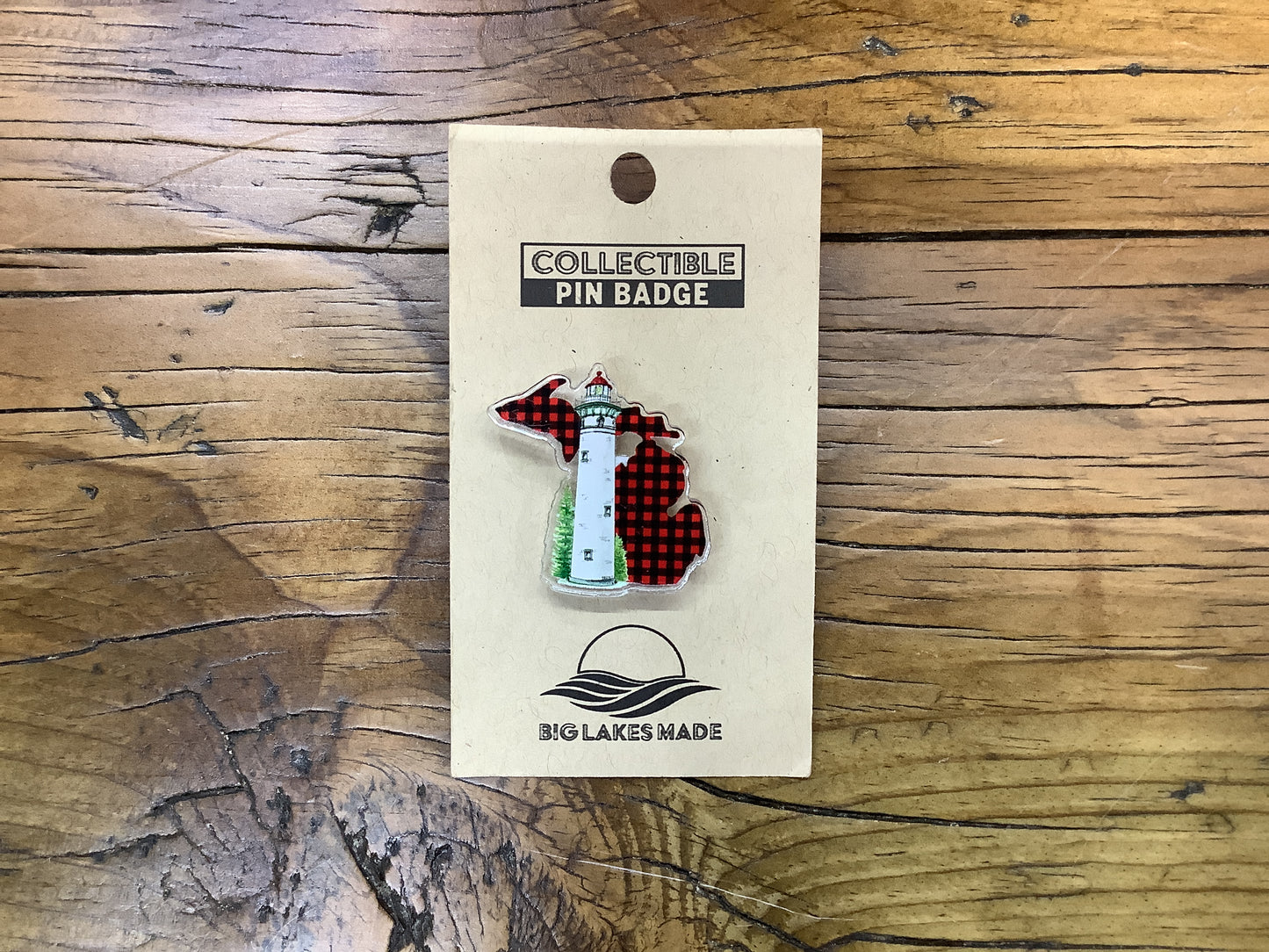 Lighthouse Plaid Michigan - Acrylic Pin