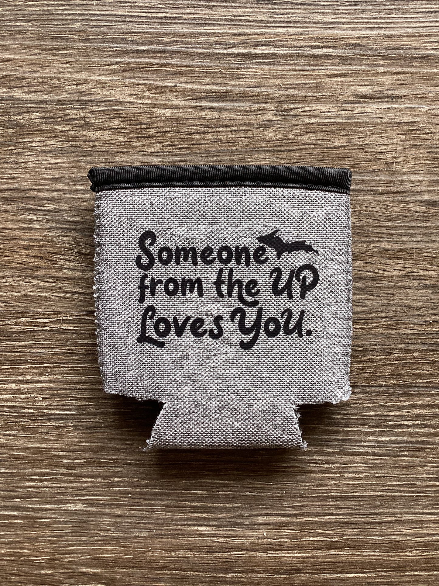 Someone from the UP Loves You - Word - Light Heather Gray Koozie