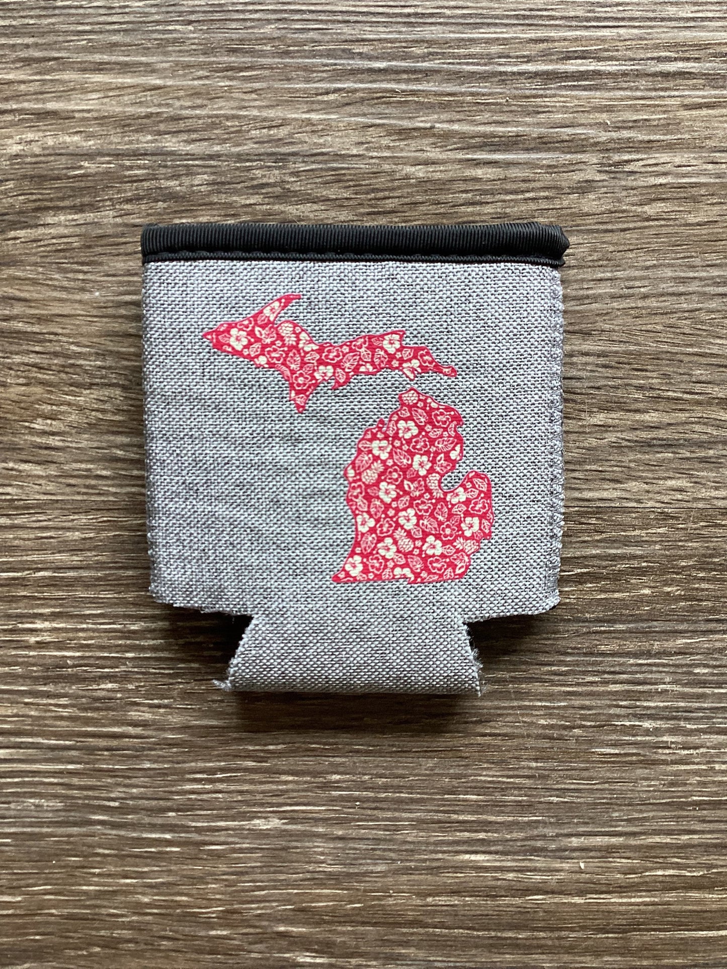Aloha - Red - Michigan - Light Heather Gray Koozie