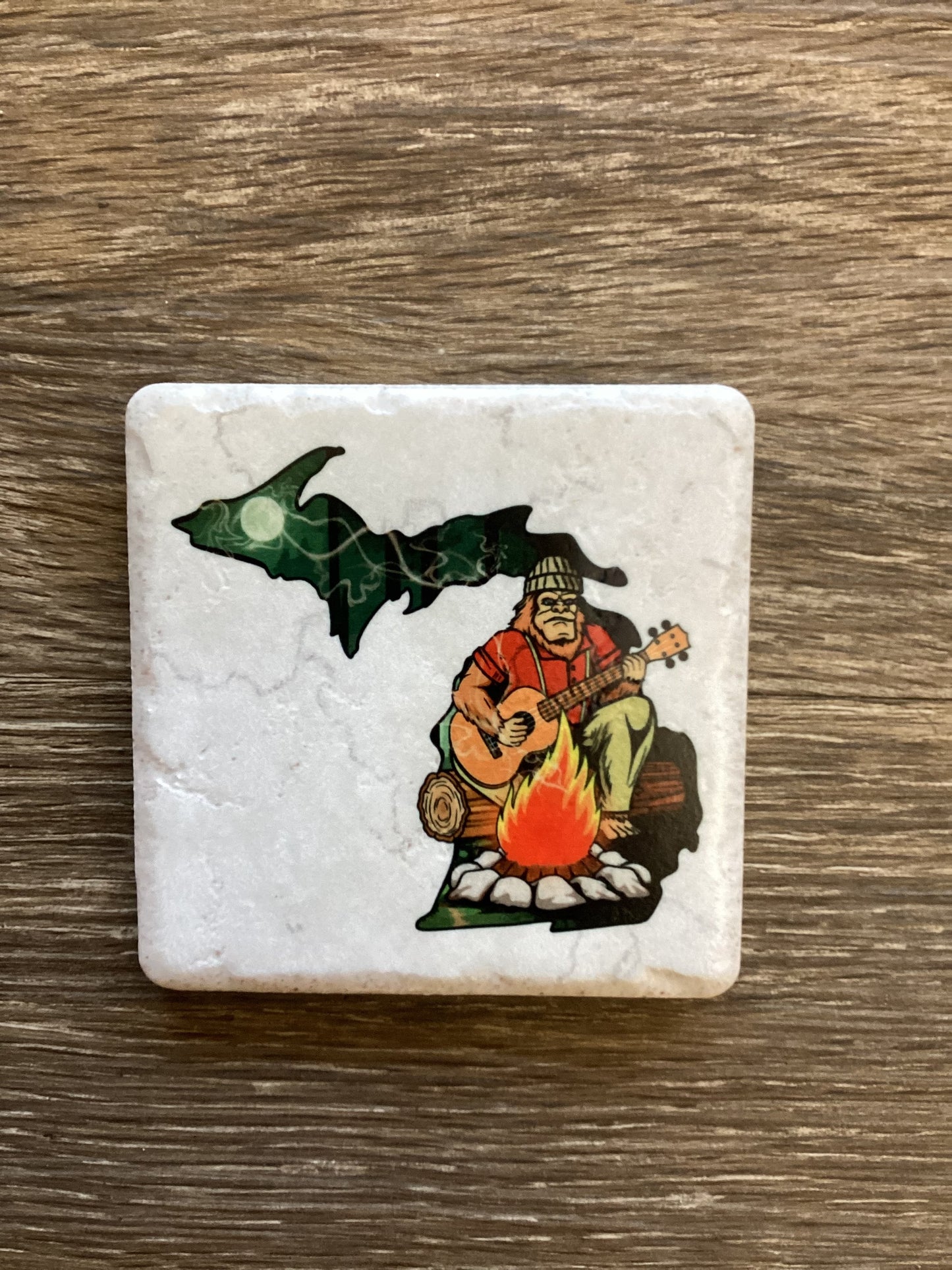 Sasquatch - Campfire - Night Forest - Michigan - Coaster