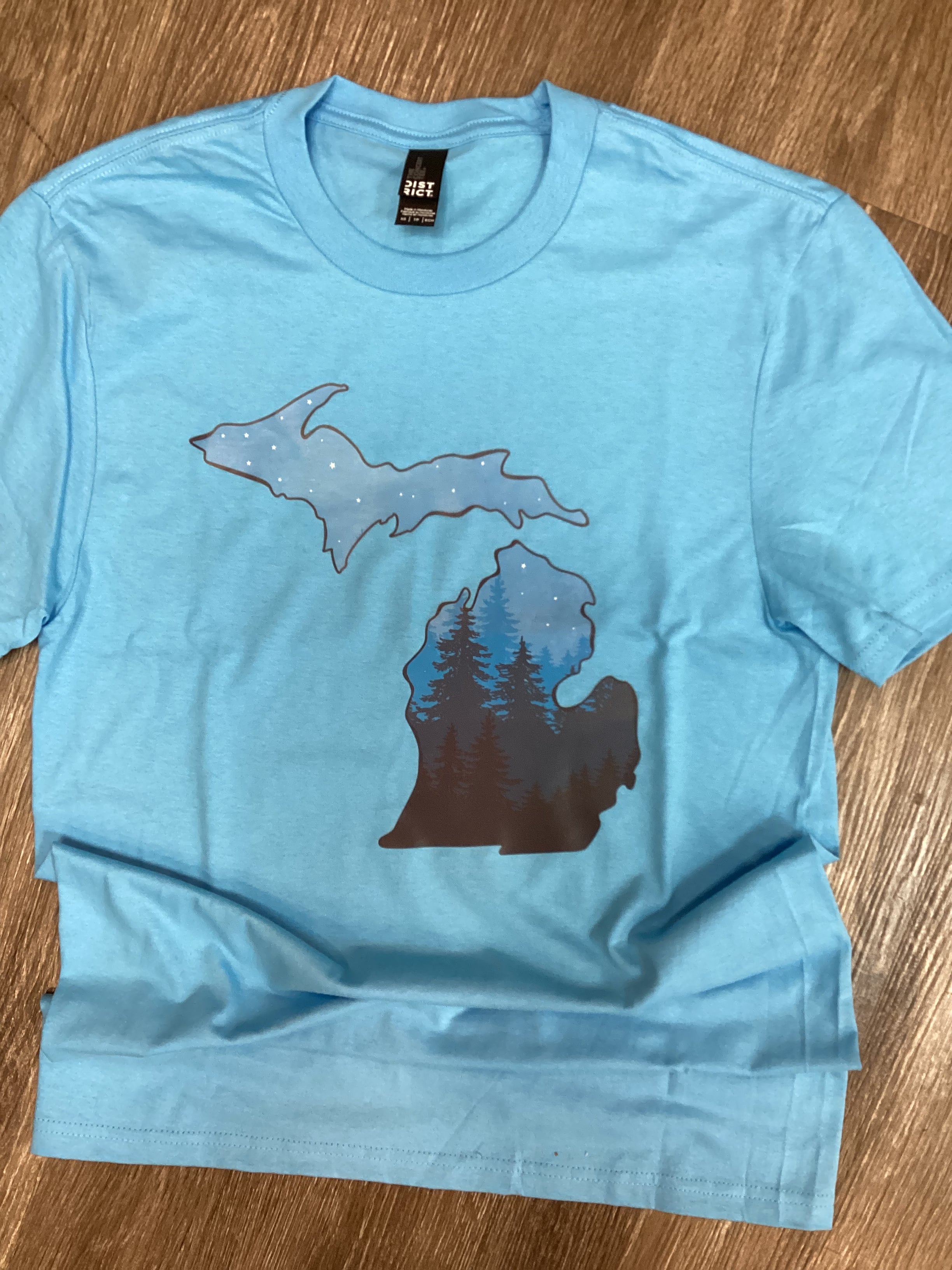 Night Pines - Michigan - Blue Tee Shirt