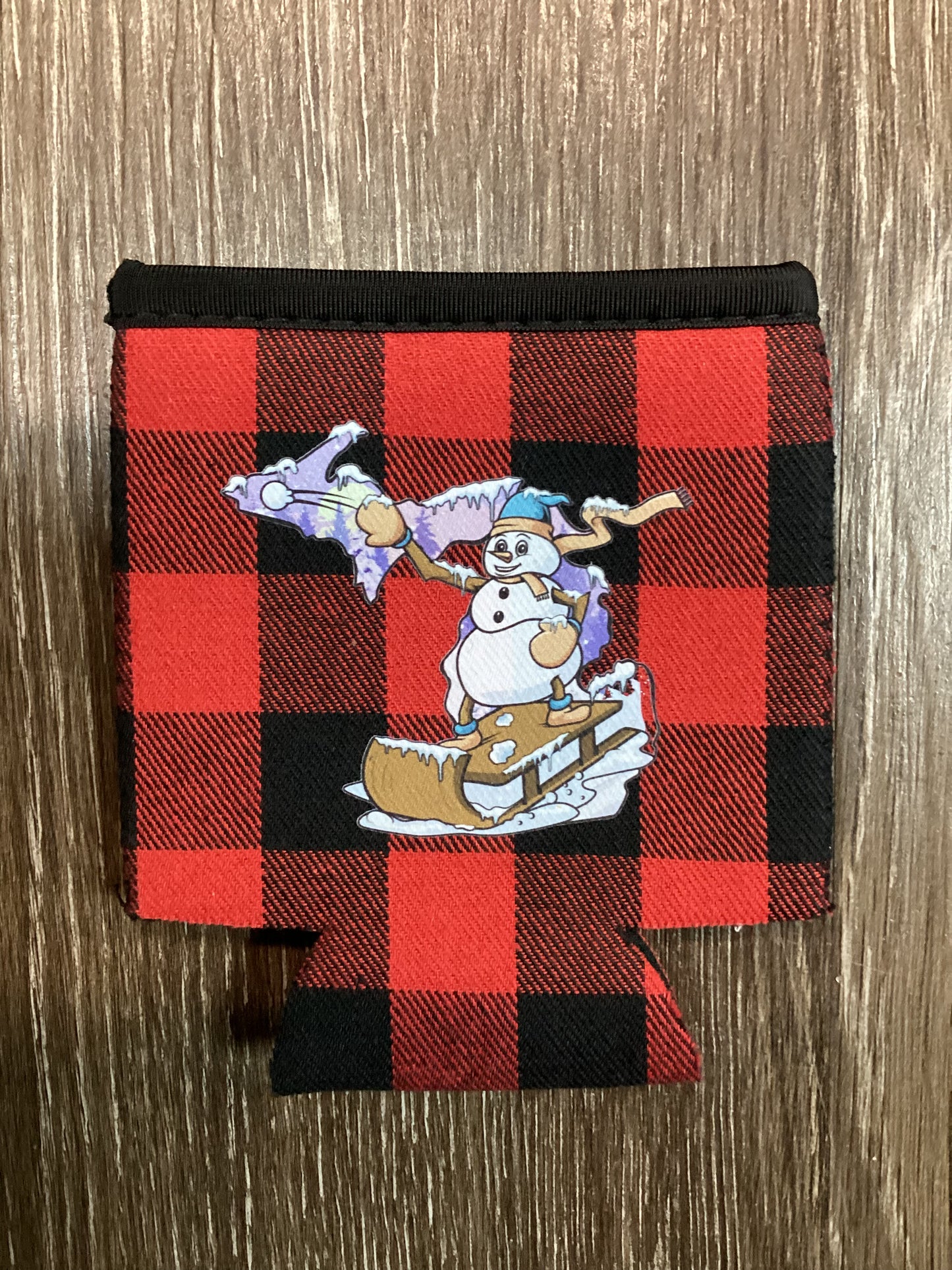 Snowball - Fight - Michigan - Buffalo Plaid Koozie
