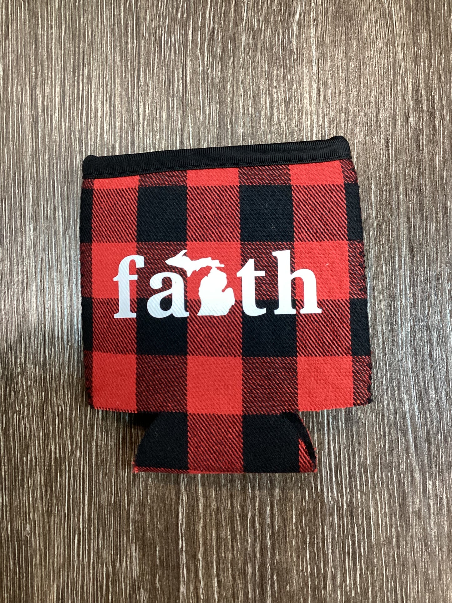 Faith - Word - Buffalo Plaid Koozie