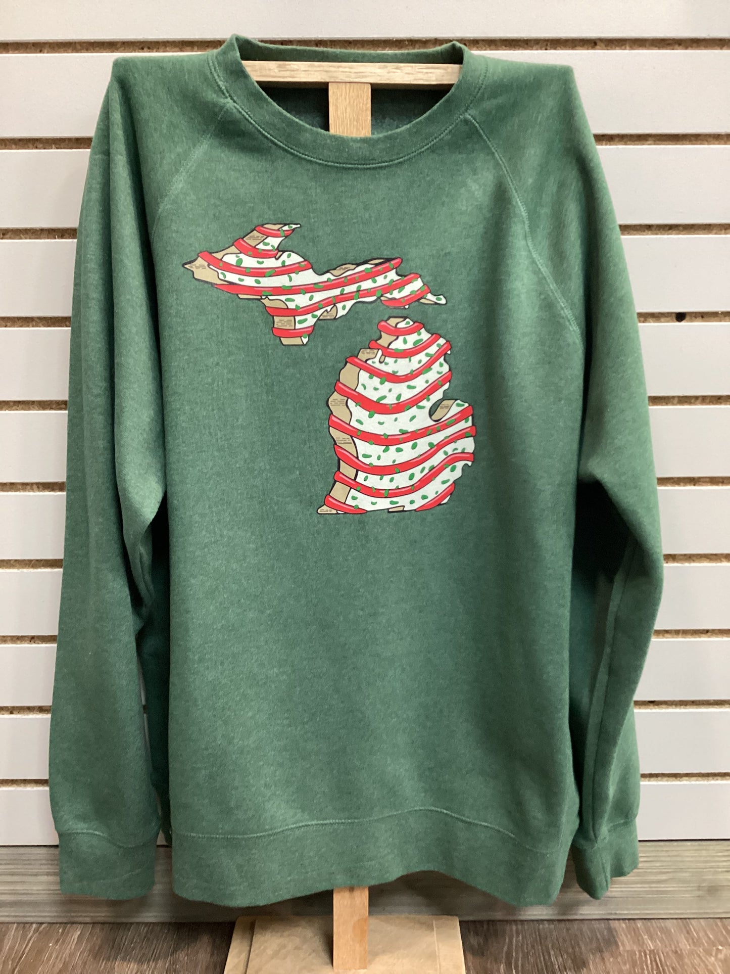 Christmas Cake - Michigan - Dark Green Sweatshirt