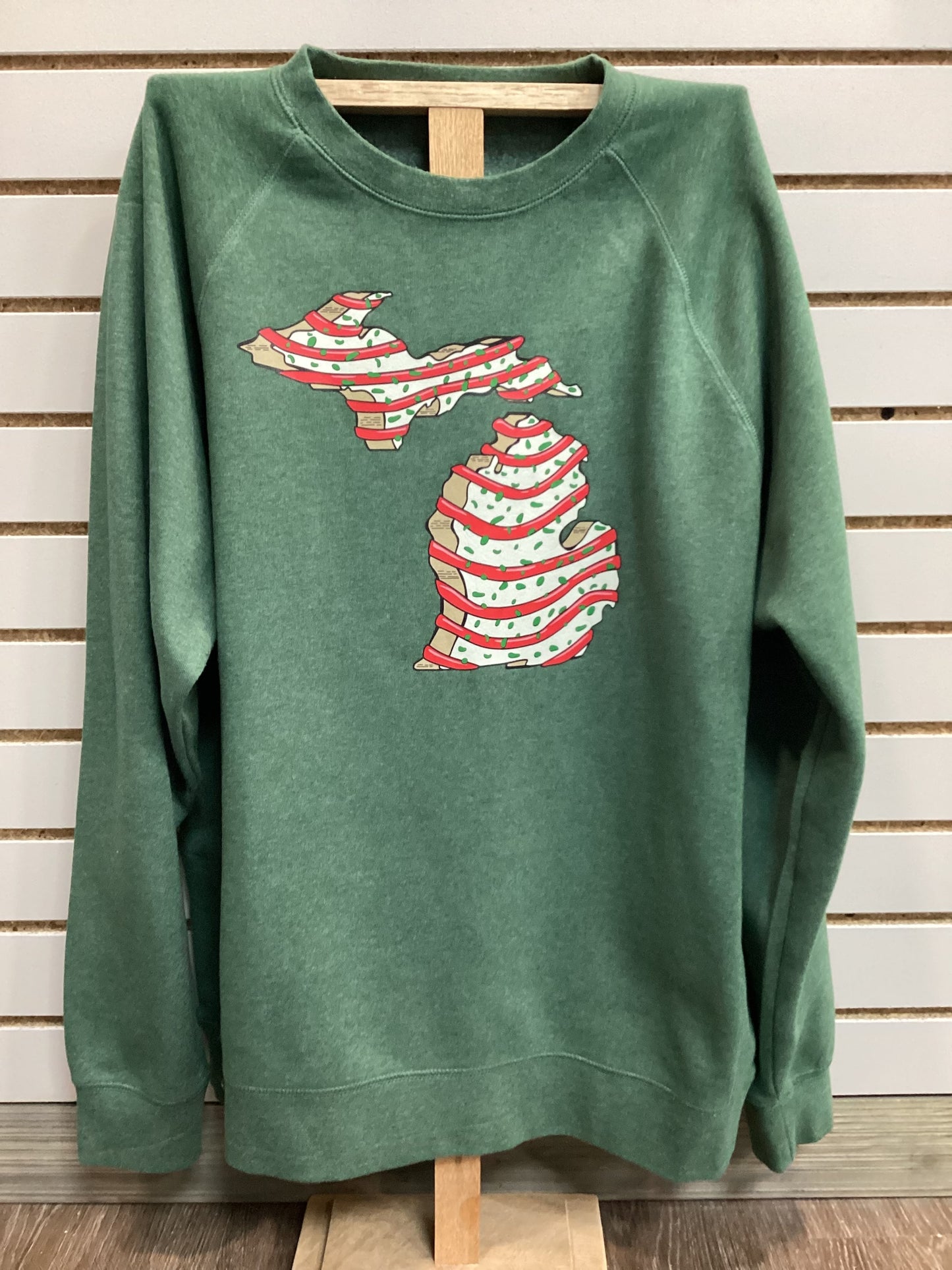 Christmas Cake - Michigan - Dark Green Sweatshirt