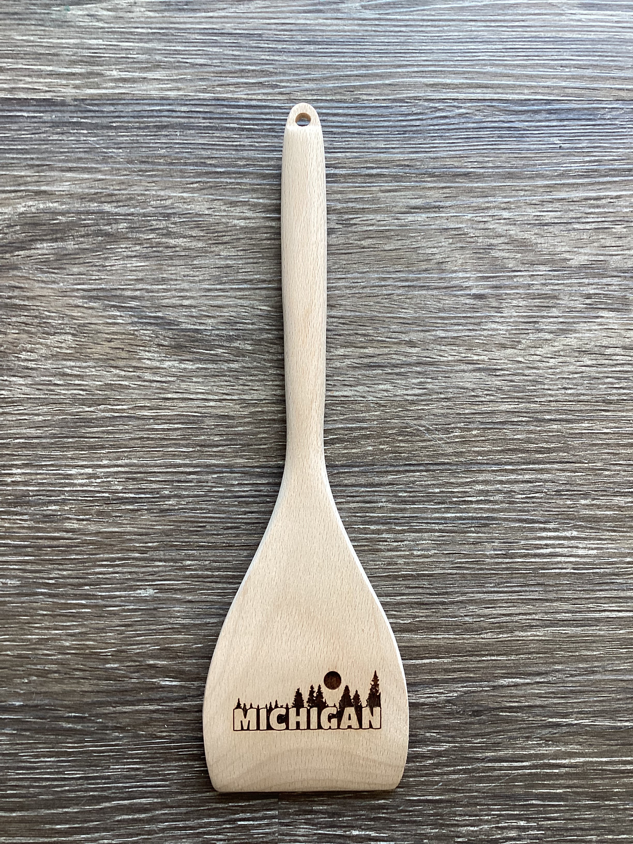 Michigan - Word - Laser Engraved - Large Wood Spatula