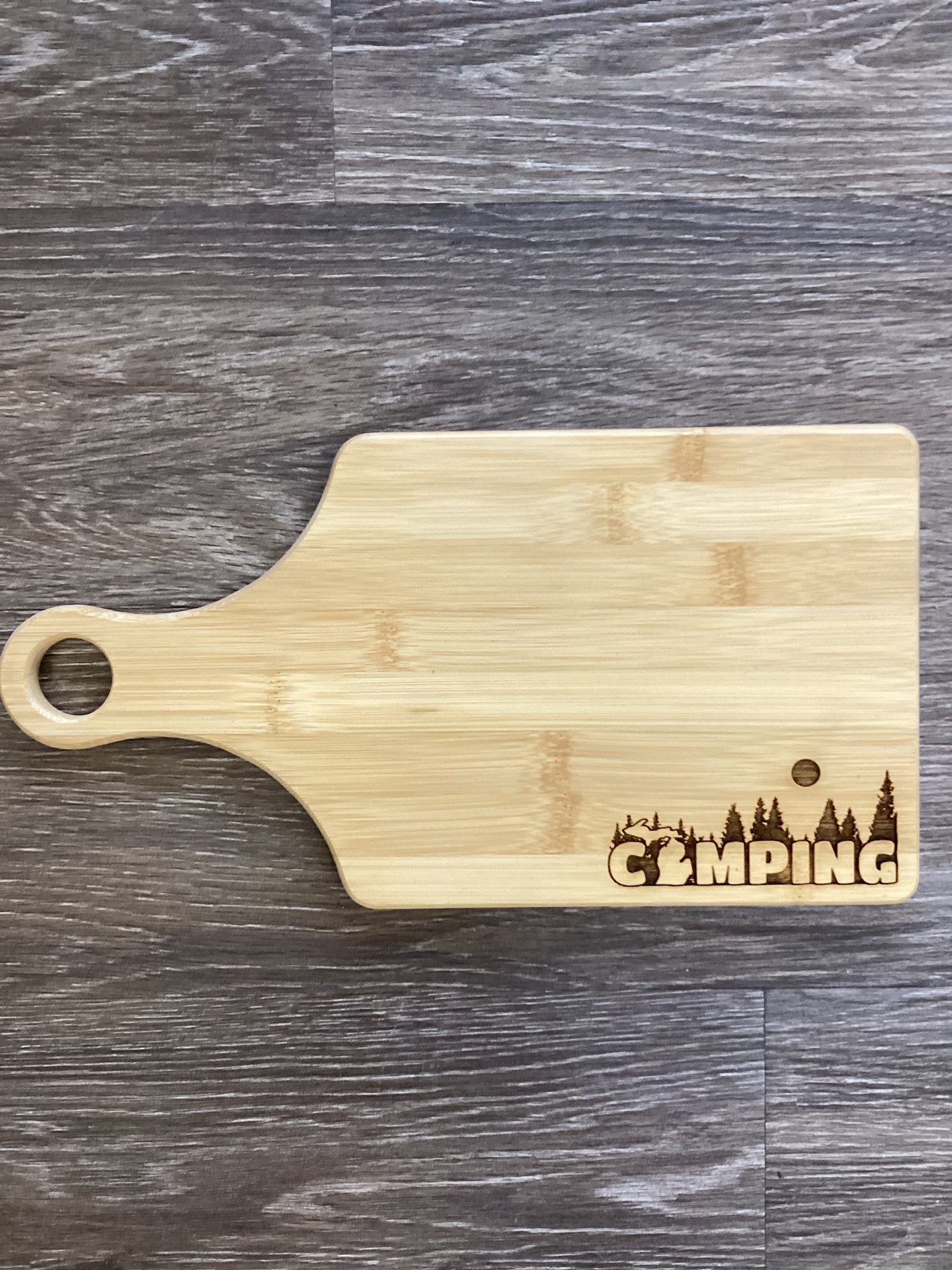 Camping - Word - Wooden Engraved - Cutting Board 13.5" x 7"