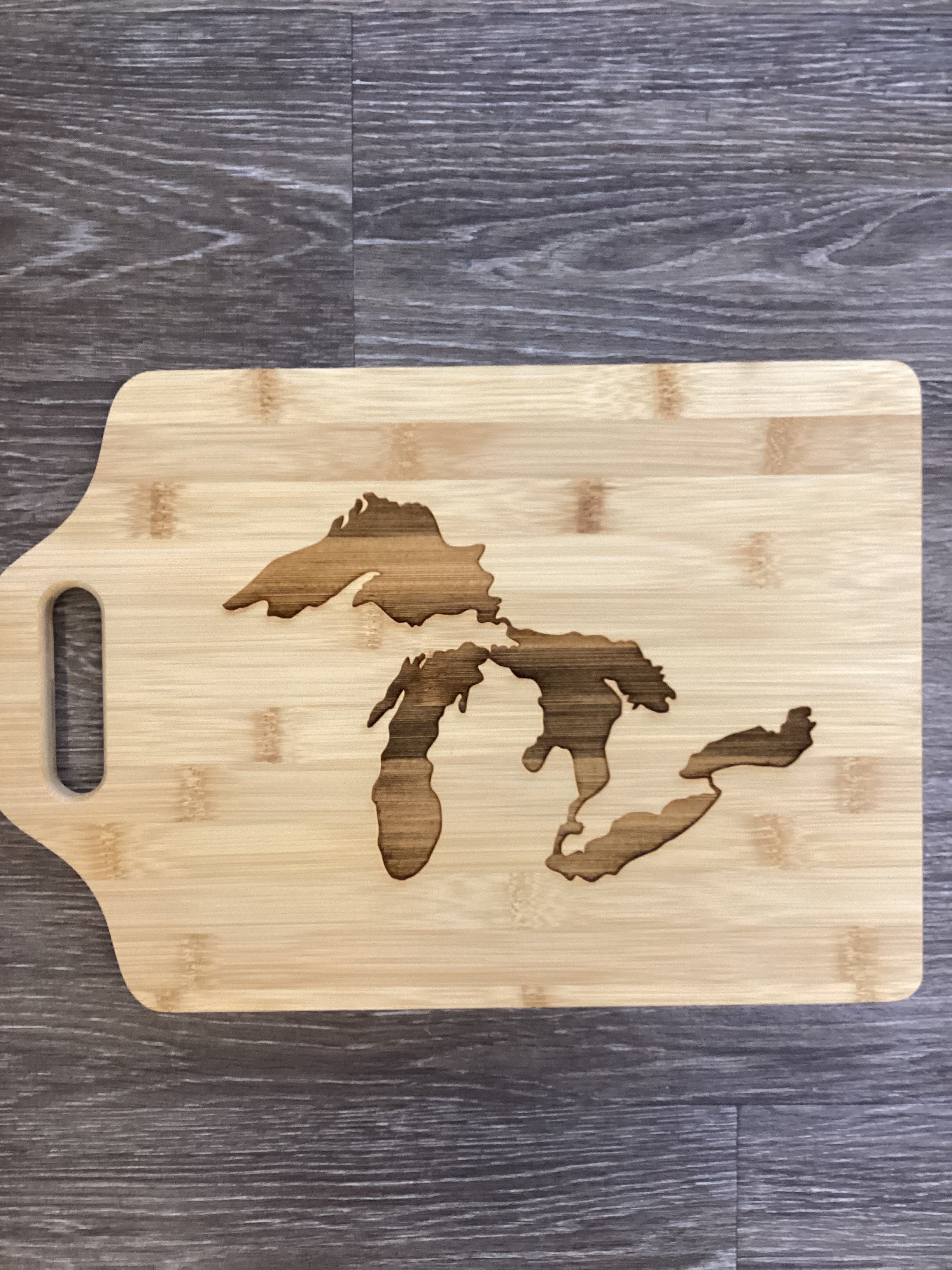 Great Lakes - Wooden Engraved - Cutting Board (15" x 10.25")