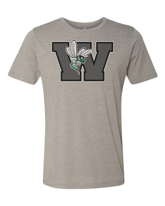 Williamston - Grey - W - Hornet Mascot - Next Level - Heat Transferred - Adult Premium T-Shirt