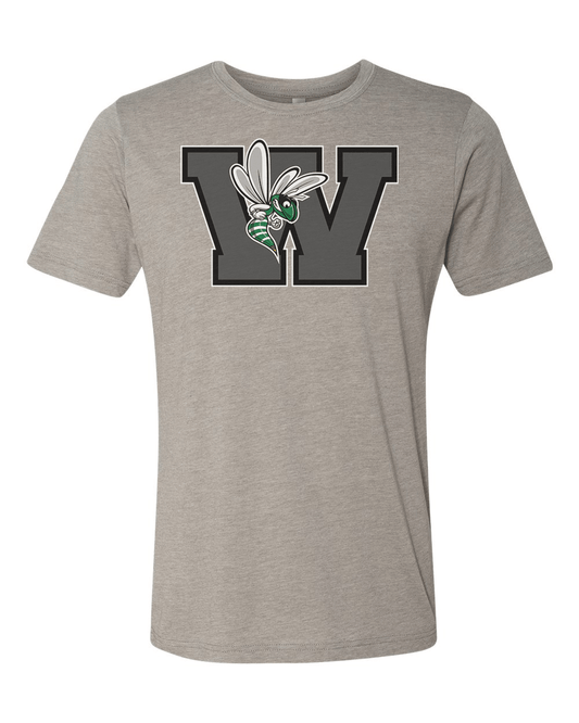 Williamston - Grey - W - Hornet Mascot - Next Level - Heat Transferred - Adult Premium T-Shirt