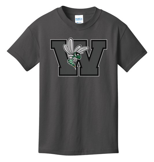 Williamston - Grey - W - Hornet Mascot - Port and Co - Heat Transferred - Adult T-Shirt