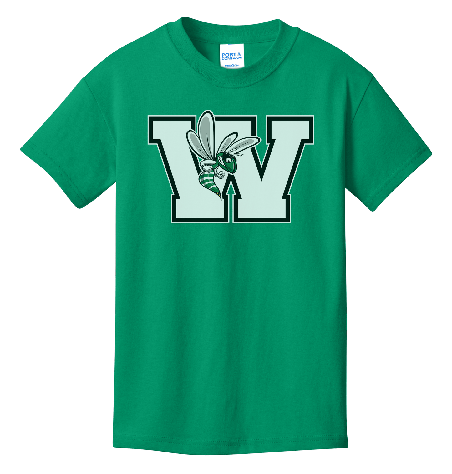 Williamston - White - W - Hornet Mascot - Port and Co - Heat Transferred - Adult T-Shirt
