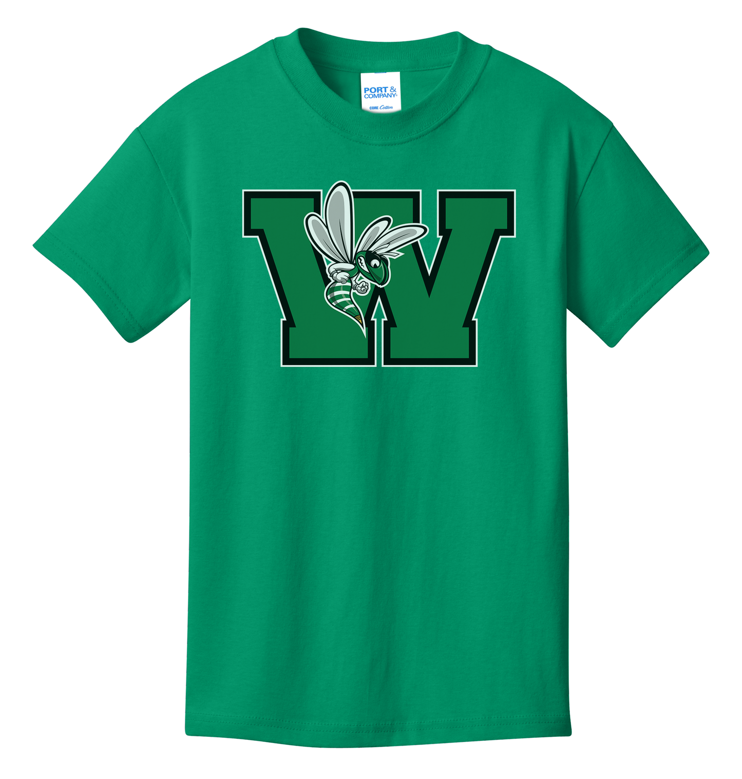 Williamston - Green - W - Hornet Mascot - Port and Co - Heat Transferred - Youth T-Shirt